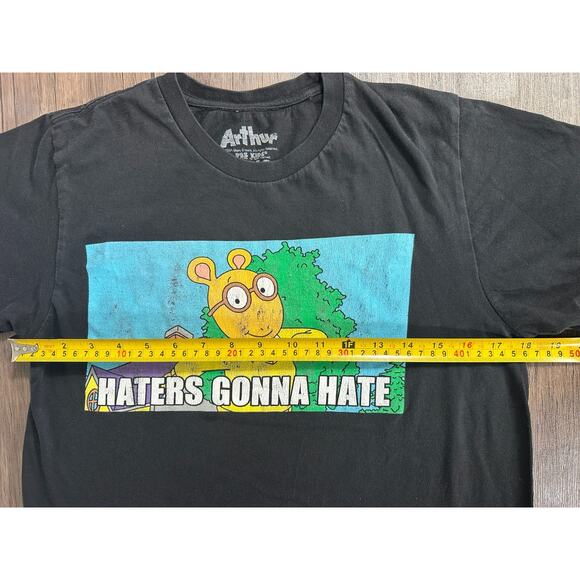 *READ* Adult Small Arthur Haters Gonna Hate T-Shirt Black Shirt PBS Kids TV Show - Picture 3 of 5